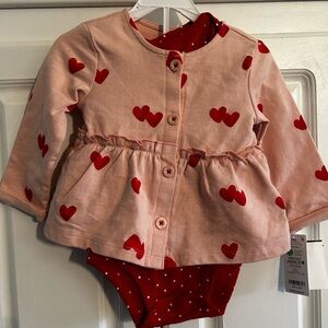 Pink and Red Heart Baby Outfit